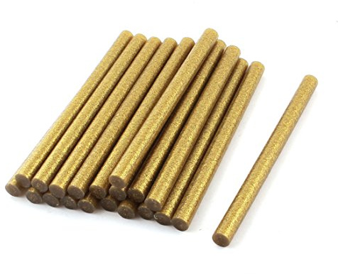 sourcing map 20 Stück Heißklebestift 11mm x 150mm Regenbogen-Glitzer Gold | Heißkleber Klebestifte EVA Klebesticks Heissklebepistole, für Klebepistole DIY Ersatzsticks Holz Kunststoff Handwerk