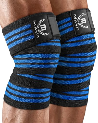 Genouillère de Compression Mava 183 cm pour Homme et Femme - Genouillère Squat pour Gym et Musculation - Attelle de Genou Support Élastique