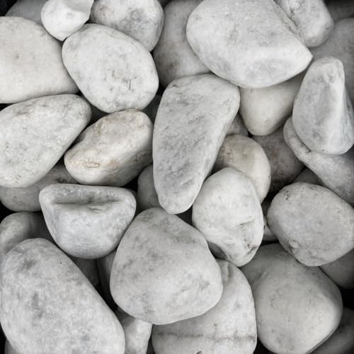 Sassi Ciottoli Bianco Carrara Decorazione Esterno Giardino Granulometria 40-60mm Confezione 25kg