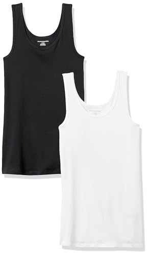 Amazon Essentials 2-pack Tank, camisa Mujer, Multicolor (Black/White), Large (Talla del fabricante: )