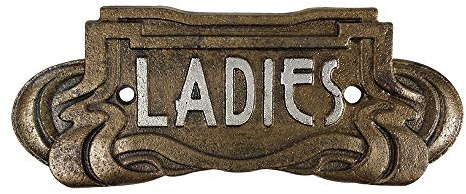 zeitzone Türschild Ladies Gusseisen Bronze Damen-WC Belle Epoque Toilettenschild Antik-Stil