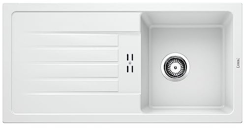 BLANCO FAVUM 45 S – Moderno Fregadero Encastrado de Granito – Modelo Básico en SILGRANIT para Muebles Bajos de 45 cm de Ancho – Blanco – 524229