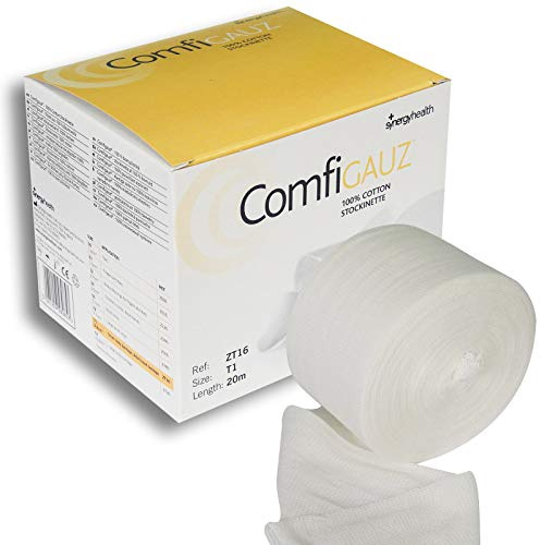 Comfigauz Size 'T1' Tubular Natural Cotton Stockinette Bandage - Unstretched (Flat Diameter Width) 9.8cm - Ideal for Small Trunk (Body), Adult Head - 20m Length (1 Box)
