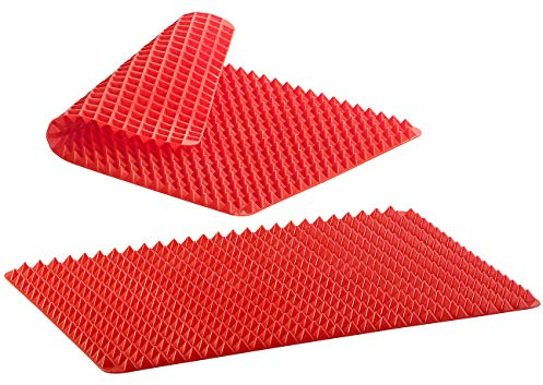 Rosenstein & Söhne Backofenmatte: 2er-Set Silikon-Backmatten mit Pyramiden-Noppen, antihaftbeschichtet (Silikon Backofenmatte, Topfuntersetzer, Küche)