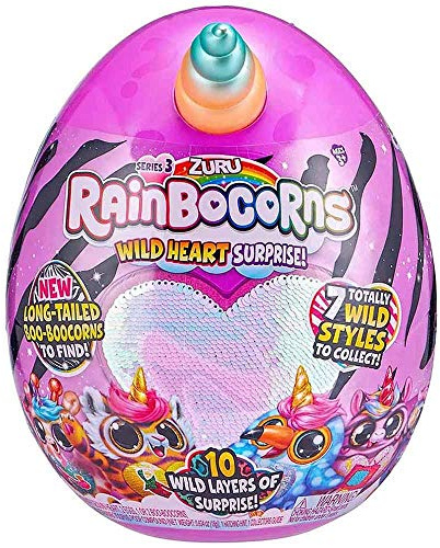 Rainbocorns Wild Heart Surprise Elephantcorn - 11 Collectible Plush Stuffed Animal - 10 Layers of Surprises, Nail Decals, Sparkle Sequin Heart, Ages 3+ by ZURU