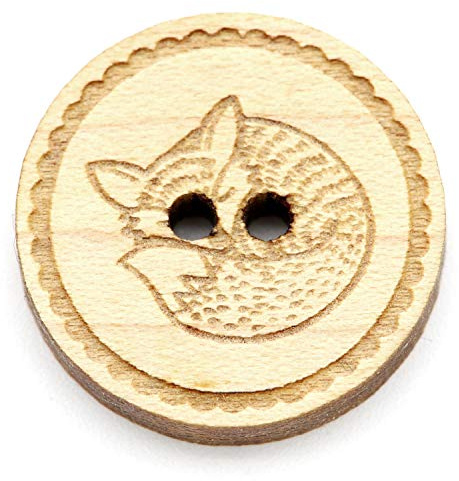 NaturSchatulle Holzknöpfe Gravur Motiv Fuchs 12-30mm I 25 Stück Ahorn 2 Loch Knöpfe Holz DIY Basteln Nähen Schmuckherstellung Annähen Rund 20mm