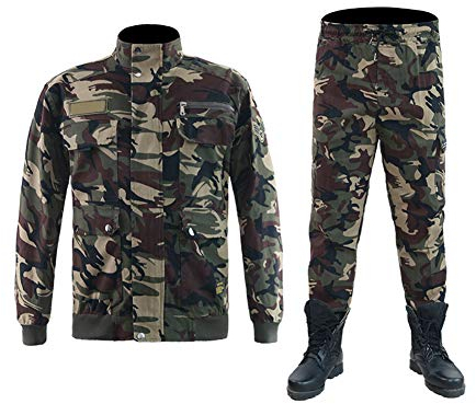 YJKJ Schweißerjacke, Jacke Arbeitsjacke, Twill Baumwolle Tarnung Mehrere Taschen Uniform Bekämpfen Nicht Verblassen,L
