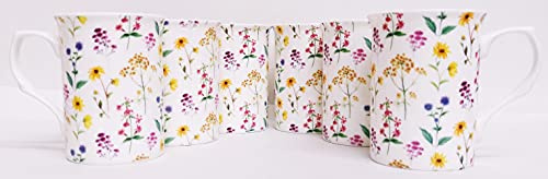 Meadow Flowers - Juego de 6 tazas de porcelana fina, diseño floral, multicolor