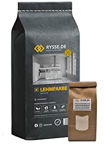 Rysse.de natürliche Baustoffe Lehmstreichputz, natürlich unpigmementiert, Trockenpulver, (besteht aus 5 kg Lehmfarbe + 0,5 kg Streichpuzzusatz), Reichweite ca. 38 m², (Ziegel)