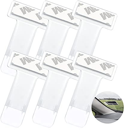 Esteopt Ticket Halterung Auto,6 Stück Transparente Auto Halter Clip,parkscheinhalter Clip,Parkausweishalter,parkscheinhalter windschutzscheibe,Selbstklebend Tickets Clips für Parkschein