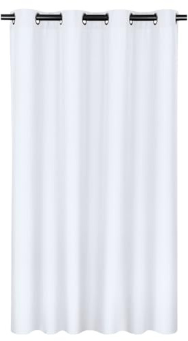Moon 2er Pack Vorhang Ocean 70% Blickdicht, Ösenvorhang, Höhe 245 cm - Breite 140, verdunkelnd mit 8 Ösen (weiß)