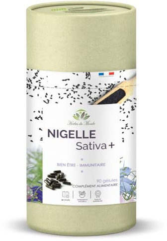 Herbes du Monde - Nigelle Sativa Plus | 90 Gélules Végétales | Poudre de Nigelle Pure | Oméga 6, Vitamines A-B-E | Immunité & Bien-être | Anti-inflammatoire | 100% Végan | Fabriqué en France
