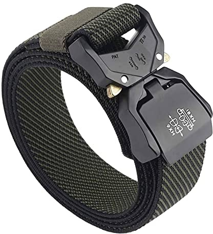 TENINE Unisex-Gürtel aus Segeltuch, Elastischer Stoffgürtel Stretch-Gürtel Militär-Gurtband Nylongürtel für Frauen und Männer Taktischer Gürtel Schnellverschluss Metallschnalle
