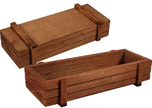 Cajas de Macetero de Madera 2 Uds, Jardinera Madera, Suculenta Caja de Macetero, Macetero de Madera Rectangular para Escritorio Maceta de Planta, Caja de Maceta de Plantas Y Flores para Jardín