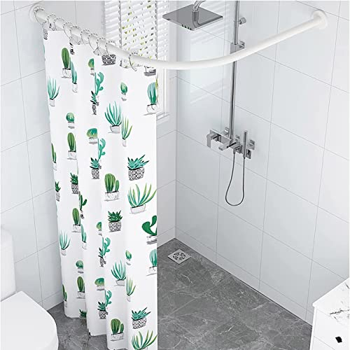 Ausziehbare Duschvorhangstange kein Bohren Gebogene Duschvorhangstange L-Form verstellbare Duschstange für Duschvorhang für Badezimmerecke,Weiß,70 to 95x70 to 95cm