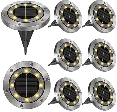 Opard 8 Stück Solar Bodenleuchten Aussen, 8 LED Solarlampen für Außen Garten Solar Gartenleuchte Bodenleuchten IP65 Wasserdichte Bodenstrahler Geeignet für Gärten, Innenhöfe, Rasenflächen, Terrassen