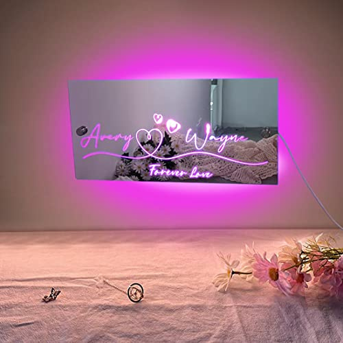 Certykllp Personalisierter Name LED Spiegelleuchte Benutzerdefinierter Name Neonlampe Schild für Paare Freundin Frau Valentinstag Jahrestag (Name Paare Lampe)