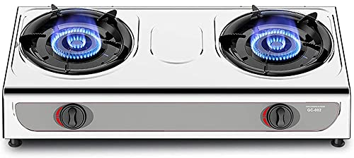 CAJOLI Household Double Oven Gas Stove, High Power Indoor Dining Family Camping Gas Stove, Ideal for Compact Living, Kitchen,Natural gas