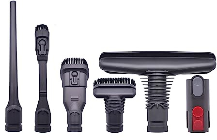 neutop 6 in 1 Attachment Tool Kit for Dyson V6 V7 V8 V10 V11 V15 & DC Serie | 6-in-1 tool set, soft & stiff bristles, for Dyson DC16/31/33/34/35/56/58/59/61/62/72. Deep clean, plug-and-play.
