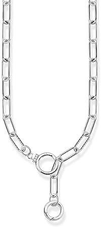 THOMAS SABO Gliederkette mit zwei Ringverschlüssen und weißen Steinen Silber 925 Sterlingsilber