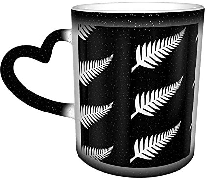 Tasse Neuseeland-Maori-Farn-Kaffeetasse, personalisierbar, magischer schwarzer Farbwechsel-Reisebecher, hitzeempfindliche Keramiktasse