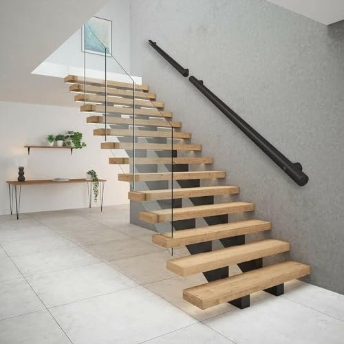 Rampe d'escalier, Noires | Mains courantes de Garde-Corps Mural avec Supports en Acier Inoxydable pour marches extérieures ou intérieurs | 1,2m 1,8m 2m 3m 3,3m Support Mural (Size : 80cm)