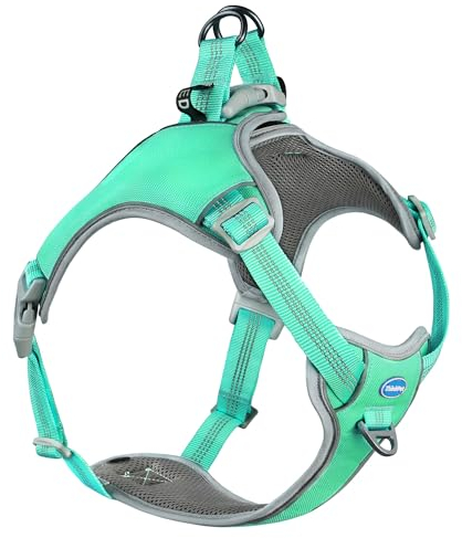 ThinkPet Hundegeschirr gegen Ziehen, ausbruchsicher, reflektierend, verstellbar, atmungsaktiv, Halfter mit Rücken-/Frontclip für bessere Kontrolle
