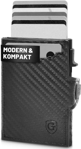 GenTo - Slim Wallet mit Münzfach - Geldbeutel Herren für 10 Karten - Geldbörse mit RFID Schutz - Smart Wallet - kleines dünnes Kartenetui - Portemonnaie (Carbon)