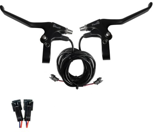 Frdhee Bicycle Brakes Lever, 2 Wires Left & Right E-Bike Bicycle Electric Brake Lever Replacement Parts Waterproof Electronic Brake Lever Set 1 Pair Ebike Brakes