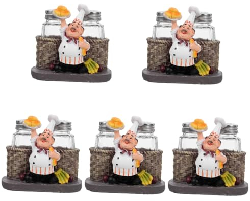 Ciieeo 5pezzi Barattoli Per Spezie Statua Chef Contenitori Decorativi Per Condimenti Per Cucine Ristoranti e Design Facile Da e Duraturo