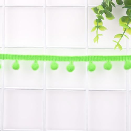 20 Yards Pompons Borte zum Basteln,1,9cm Breite Pomponband,Bommel Fringe Trim,Poms Fransenborte Zierband Dekoborte,Band für DIY Basteln Kleidung,Vorhänge,Schal,Nähen Dekoration,Fluoreszierend Grün