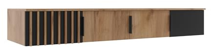 BM-Möbel Sorento 200 Erweiterung - Kleiderschrank - Mit Praktischen Flügeltüren - Verschiedene Farbvarianten - Robuste Bauweise - Eiche Holzimitat und Schwarz - 200x62x30cm