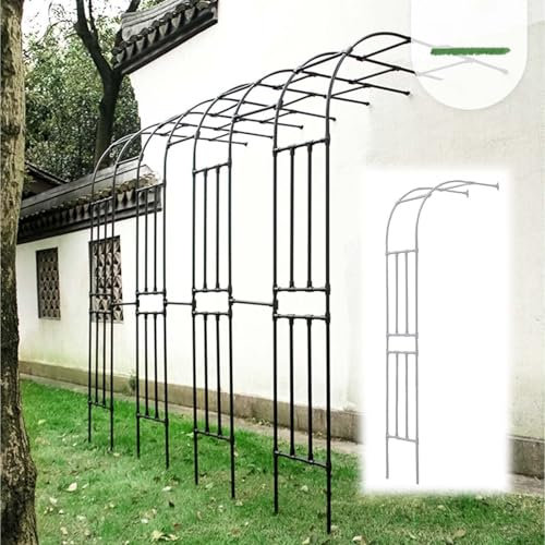 Metall-Rankgitter für Kletterrosen, Reben, einfach zu montieren, für den Außenbereich, schwarz, halber Torbogen für Wand oder Garten, 90 x 240 cm, Weiß