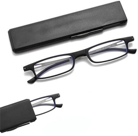 OWTXIS Ultradünne Klapplesebrille Für Männer und Frauen | Kompakt, TR90 Rahmen, Blaulichtblockierend, Mit tragbarem dünnem flachem Etui