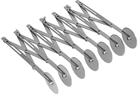 Suministros de Cocina de Acero Inoxidable, Divisor de Rodillo de Masa con Ruedas Múltiples, Cortador de Pizza de Pastelería Ajustable con Bloqueo de Brazo Resistente para