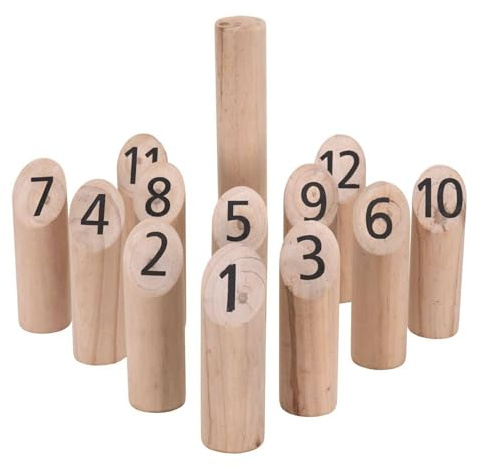 WELL HOME MOBILIARIO & DECORACIÓN WH14740 KUBB Holzset mit 13 Teilen aus Holz, Natur, 20,4x10x25,5