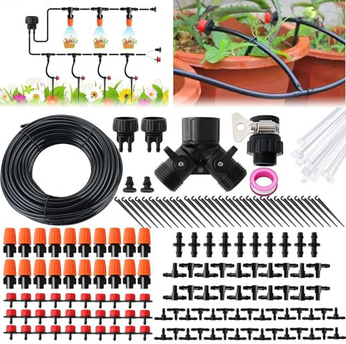 OAHAO Drip Irrigation Kit, Garden Irrigation System 1/4 Blank Distribution Tubing Watering Drip Kit/DIY Saving Water Automatic Watering System for Garden, Greenhouse, Flower Bed, Patio, Lawn