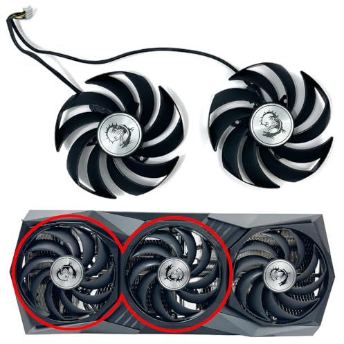 MSI RTX 3060-3090 Ti GAMING X TRIO Replacement Fan for MSI Graphics Cards, Air Cooling, 90mm, 12V, 4-Pin Graphics Card Cooler, VGA Card Replacement Fan, GPU cooler Video Card Cooler