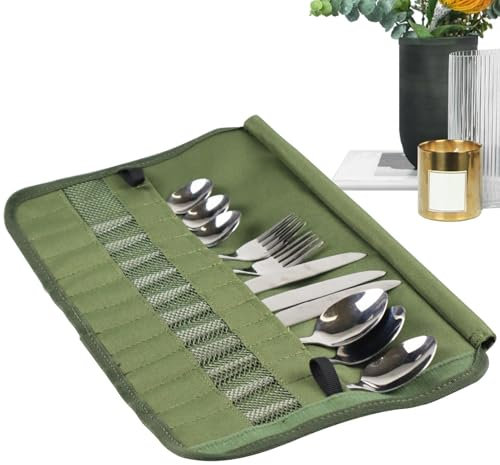 Sac de rangement pour couverts, ustensiles de cuisine, sac de rangement réutilisable pour ustensiles de table, pochette à couverts multifonction pour fourchette, cuillère, baguettes, organisateur pour