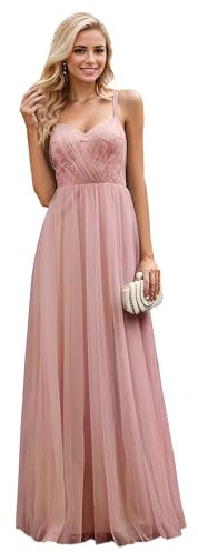 Ever-Pretty Vestidos de Dama de Honor Largos Elegantes Cintura Imperio Cuello en V Fiesta Formal Rosado 46