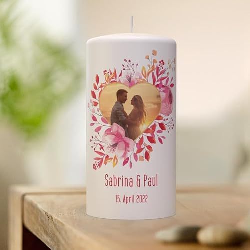 eventlicht Personalisierte Kerze mit Foto und Text – Individuelle Gestaltung, Hochwertige Qualität, Ideal als Geschenk zum Valentinstag, Hochzeit, Geburtstag oder Jahrestag, Unparfümiert, Kerze