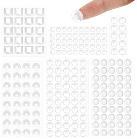 Amortisseur Porte Placard,212 Pièces Tampon Caoutchouc Pieds, Patin Silicone Transparent, Patin Antiderapant Antibruit, Transparente Pieds Adhésifs Anti-Bruit, pour Portes de Placard,Bureau(5Taille)