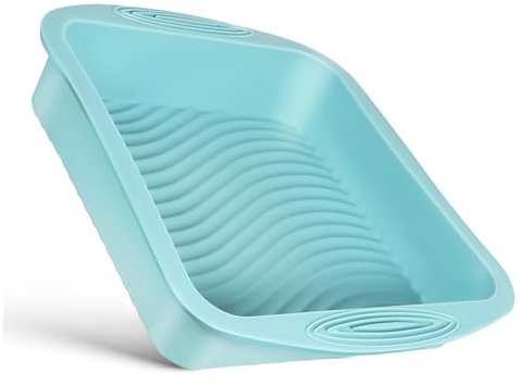 TOPPERFUN Teglie in Silicone Torta Piazza Cuocere Elegante Rettangolare Multiplo Scatole Di Torte Vassoi Telaio Da Forno Pane Abbrustolito Per Teglia Quadrata Gel Di Silice Sky-blue