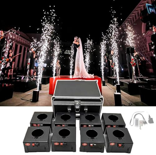 NOOGRRFA Macchina Fredda dei Fuochi D'artificio della Fontana,Ricevitore Pirotecnico Freddo,1 Controllo 8 Basi,Attrezzatura Telecomandata di Illuminazione della Fase,30-50m,per I Matrimoni,8pcs