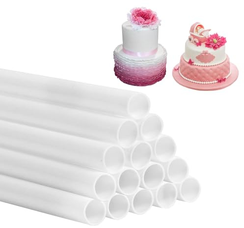 12PCS Cake Dowels for Tiered Cakes, 9.44 Cake Dowels Rods Set, White Plastic Cake Supports for Tiered Cakes