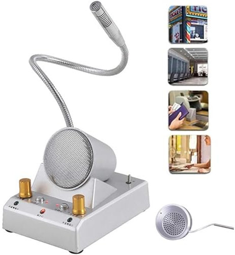 ERICAT Business Microphone Intercom, Dual-Way Counter Intercom Microphone with Fully Automatic Call Control, Adjustable Gooseneck and 360° All-Round Orientation, for Business, School, Hospital, Store