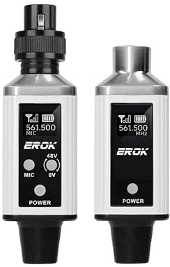 EROK UHF Wireless XLR Mic System, 200ft Range, 16 Channels, 48V Phantom Power, for Mixer/PA & Mics (Whtie)