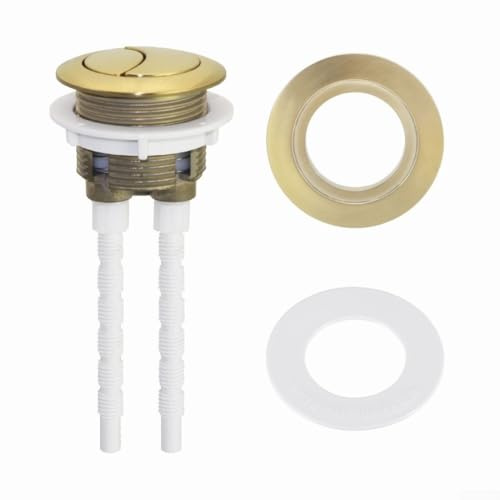 Repuesto de válvula de cisterna de doble descarga con botón pulsador de inodoro, para tapa de tanque de inodoro de 38 mm, 48 mm, 58 mm, pieza de reparación de tanque de agua para baño (dorado)