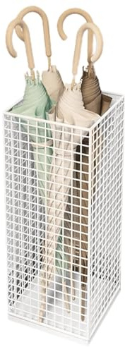 GJMDCMA Metal Umbrella Stand | Stylish Entryway Umbrella Holder | Decorative Wire Design | Free-Standing Square Mesh Umbrella Support | Perfect for Wet Umbrellas