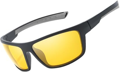 SIPHEW Night Driving Glasses for Men Anti Glare Night Vision Glasses Yellow Polarised Lenses Reduce Headlight for Cycling Running Sport